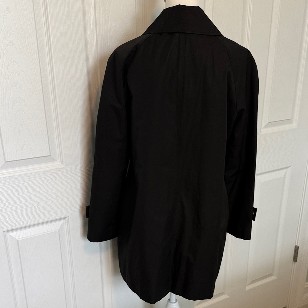 London Fog Black Single-Breasted Raincoat Trench Coat with Metal-Trim Buttons - Picture 6 of 12
